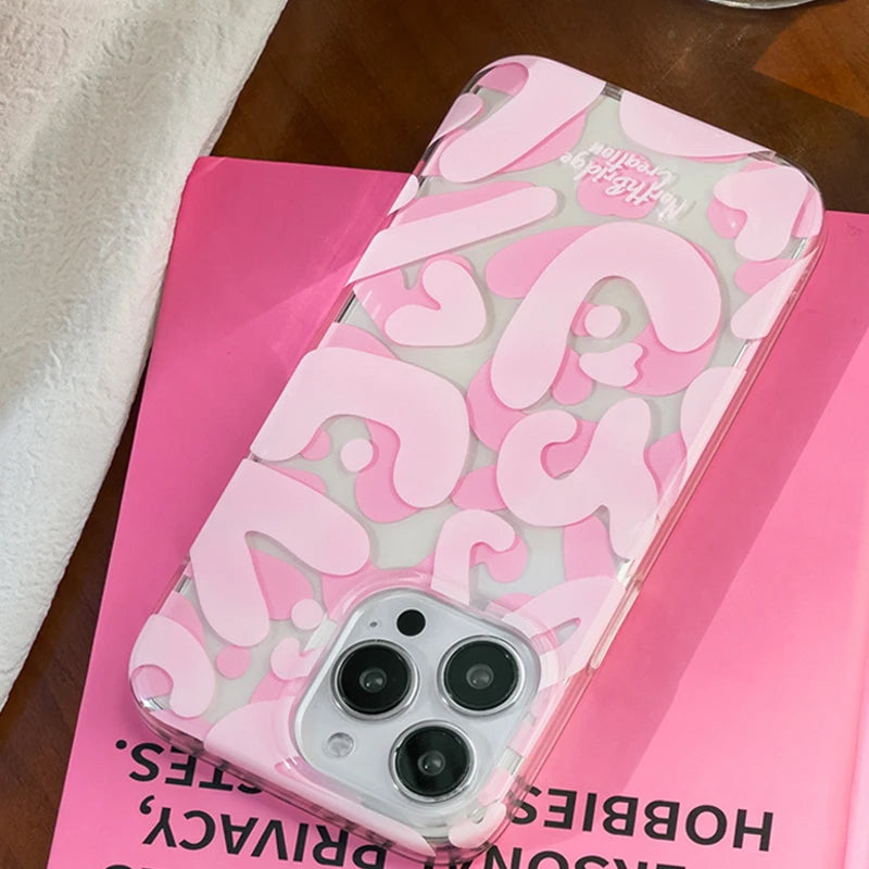 Original Graffiti Ornaments Phone Case Cute Pink TransparentSoft Silicone Phone Case For iPhone 15 14 13 12 Pro Max Cover
