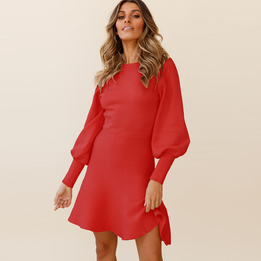Knitted dress, oversized women's clothing, autumn and winter new style skirt, slim fit, slimming temperament