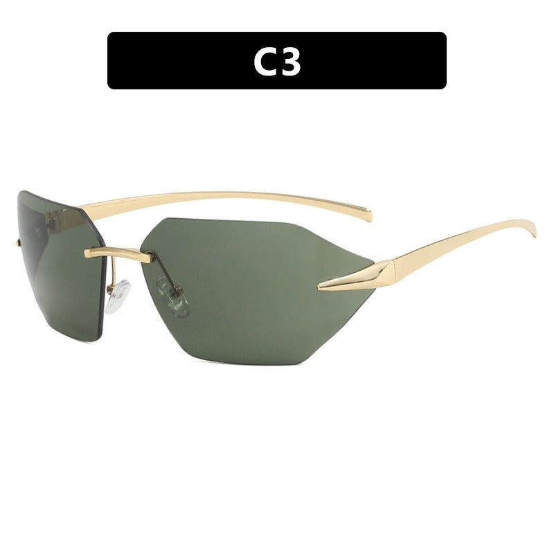 Frameless one-piece sunglasses for women's fashionable and personalized sunglasses
