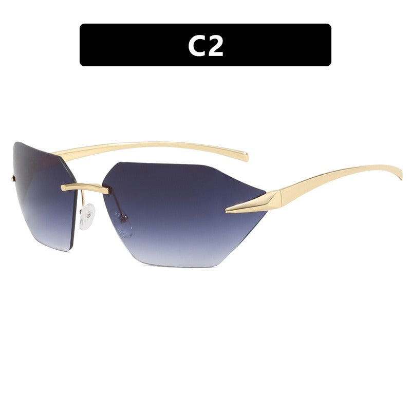 Frameless one-piece sunglasses for women's fashionable and personalized sunglasses