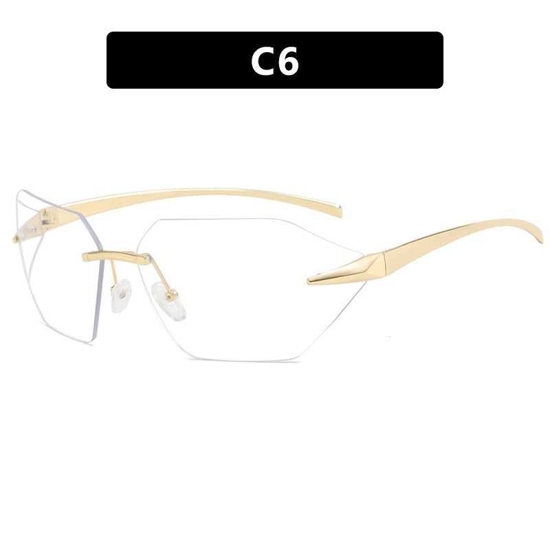 Frameless one-piece sunglasses for women's fashionable and personalized sunglasses