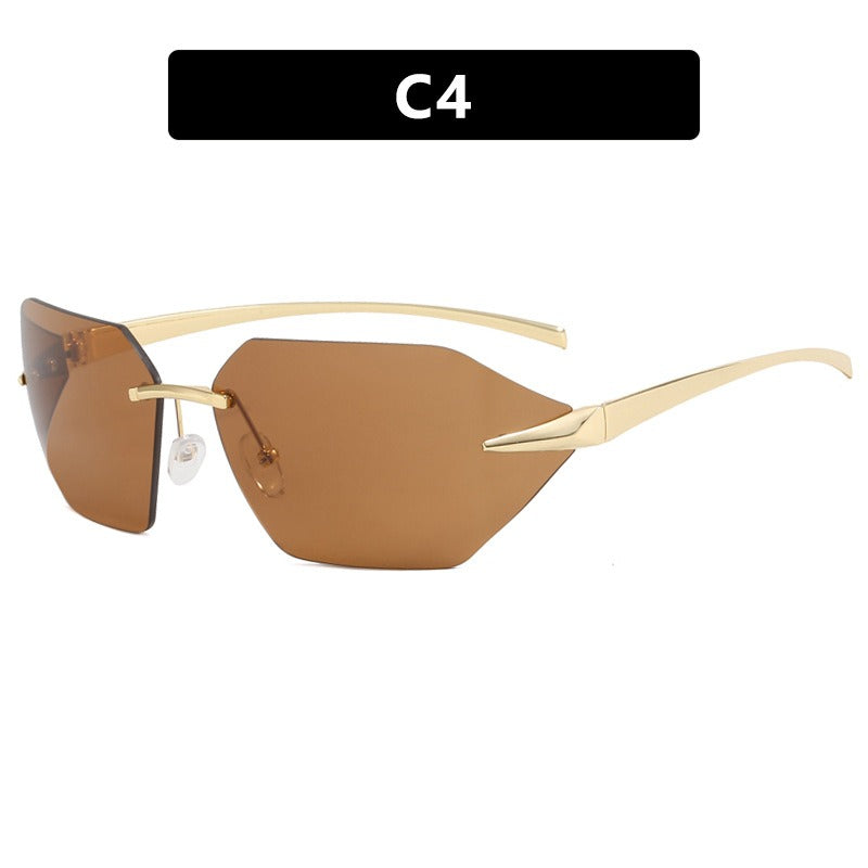 Frameless one-piece sunglasses for women's fashionable and personalized sunglasses