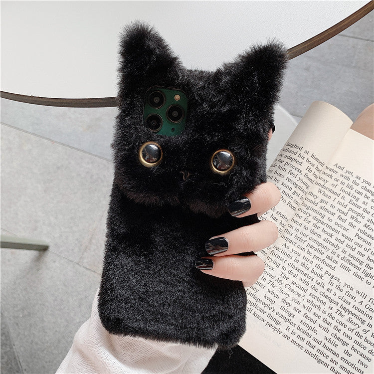 iPhone12 Mobile Phone Case Plush Cat Three-Dimensional Cartoon 13 Anti-fall Apple 11 Protective Cover XSMAX